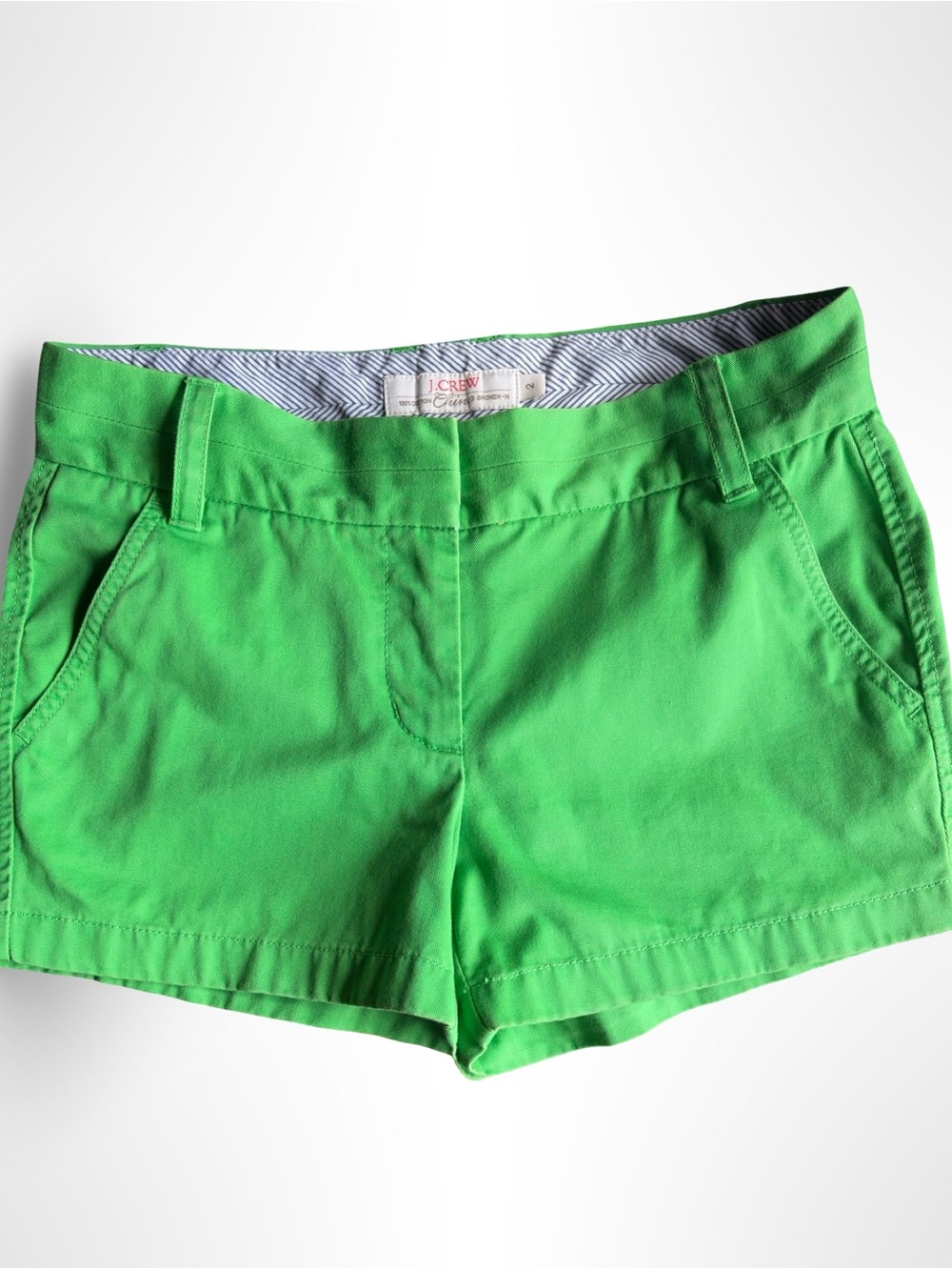 J.Crew Broken-In Chino Shorts Kelly Green Size 2 100% Cotton Preppy Summer